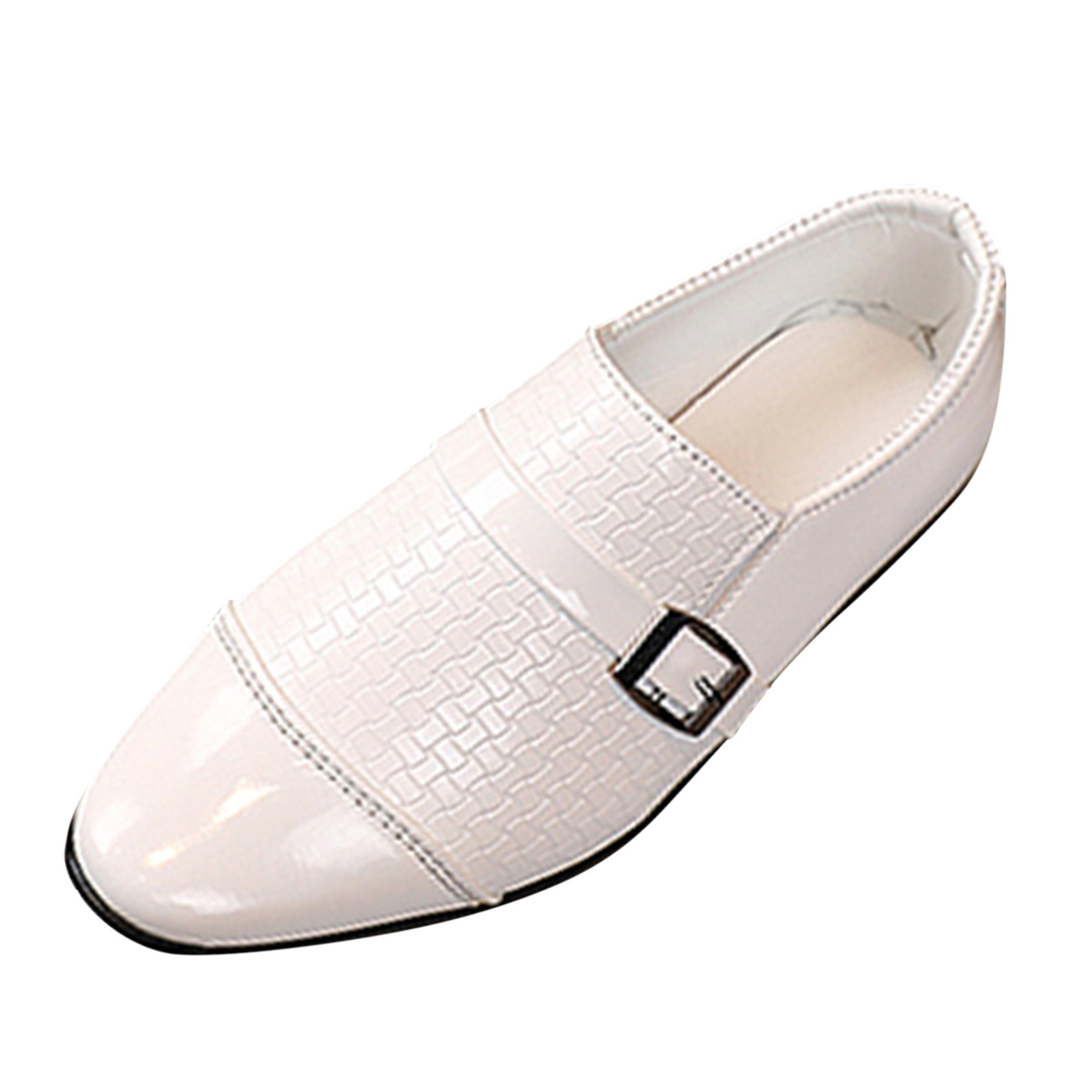 Akiihool Boys Slip on Oxford Shoes Plain Toe School Casual Oxfords Dress Shoes for Boy, Size 23 White